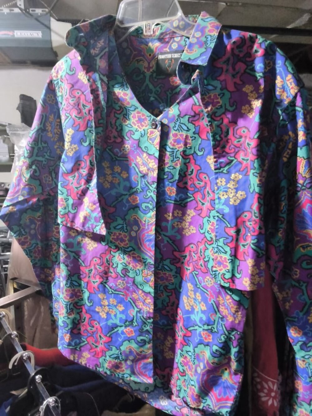 Vintage western rodeo shirt with bold paisley print and attached vest
